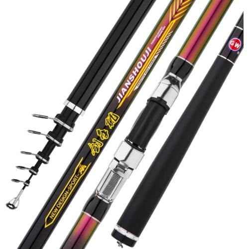 3.6M 4.5M 5.4M 6.3M Carbon Fiber Rock Fishing Rod Vara De Pesca Super Hard Short Section Telescopic Fishing Canne with Reel