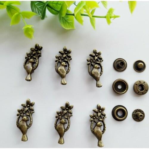 6sets Bird Zinc Alloy Snap Fastener Press Stud Sewing Leather Combined Button Craft For Clothes Garment DIY Decoration 32*13mm