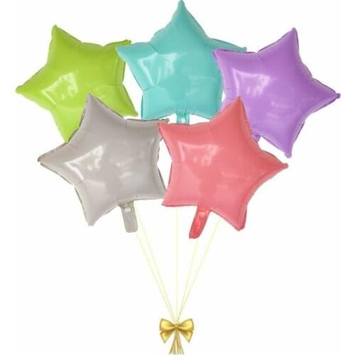 6pcs Macaron Five-pointed Star Foil Balloons Happy Wedding Helium Globos Birthday Party Decorations Adult Anniversary Supplies