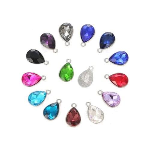 7*10mm Alloy Single Hole Water-drop Shape 17 Colors Crystal Glass Rhinestone Clothing Accessories & Jewelry Making 10pcs