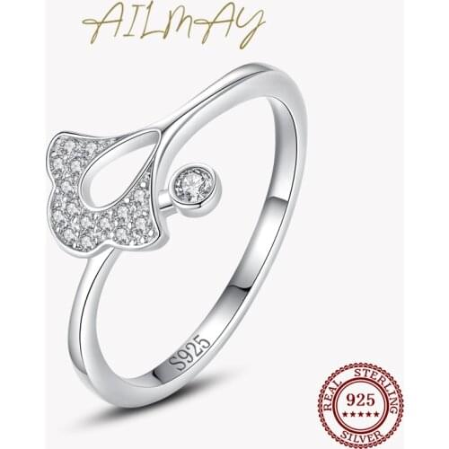 Ailmay 2021 New 100% 925 Sterling Silver Vintage Finger Rings Cubic Zirconia For Women Wedding Statement Band Fine Jewelry