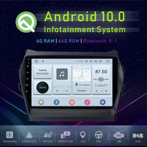 JSTMAX 9" Android 10.0 Car GPS Player For Hyundai IX45 2013 2014 2015 Multimedia Radio Player