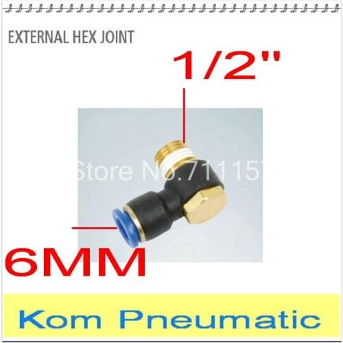 Fedex Free Shipping PH 6-04 Pneumatic Hex Head Air Fitting 6mm Tube Push In To 1/2" 1/2 inch Quick Connector Pipe Hose Joint