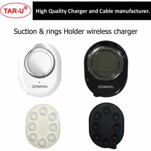 10W fast Qi wireless charger Spider Suction Cup Wireless charger Qi standard Finger Ring holder 360 Degree stand Fast wireless c