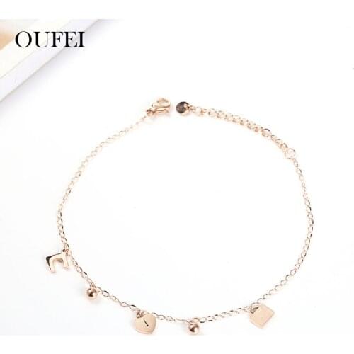 OUFEI Stainless Steel Woman Jewelry Rose Gold Charm Bracelet Jewelry Accessories Best Friend Bracelet Bohemian