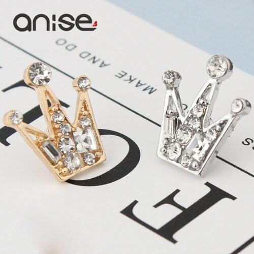 Anise Elegant Full Crystal Small Crown Brooch for Women Men Gold Color Collar Brooch Pins Wedding Party Brooches Bijoux Gift