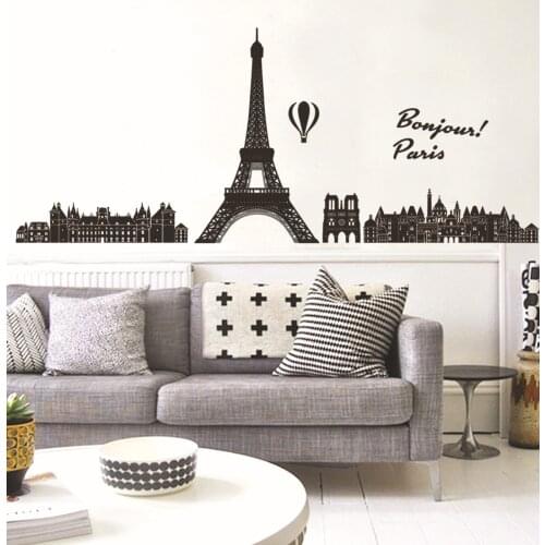 Eiffel Tower Removable Decor Environmentally Mural Wall Stickers Decal Removable I Love Paris Decal Vinyl Stickers Living Room