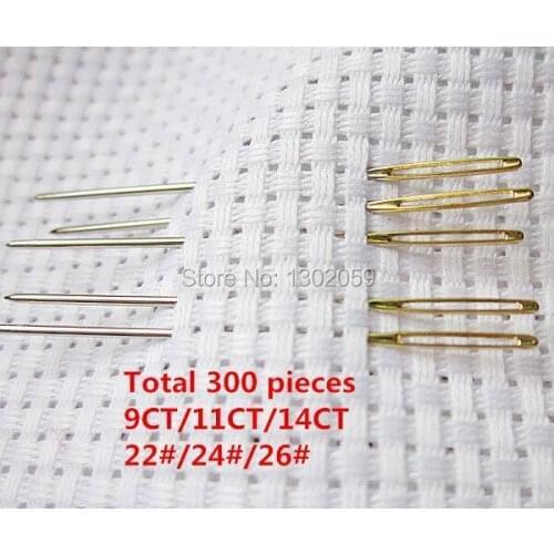 Total 300 Pcs/lot High Quality 9CT 11CT 14CT Fabric 22# 24# 26# Embroidery Needle Cross Stitch Needle
