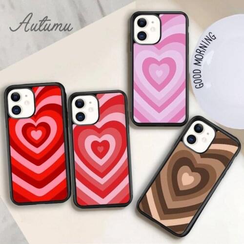 Brown Heart Phone Case for iPhone 11 12 Pro Max mini X XR XS SE 2020 5 6S 7 8 Plus Samsung Galaxy S8 S9 S10 Cover shell