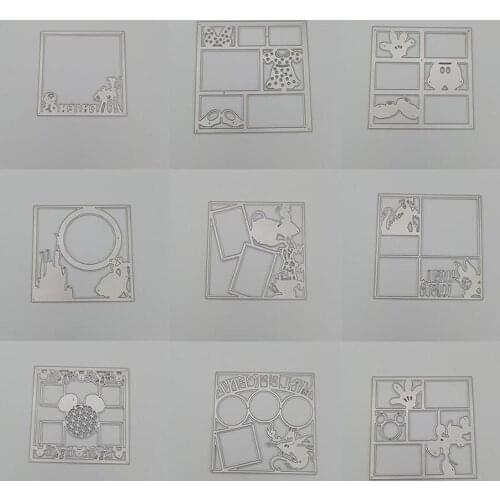 Metal Cutting Dies Rectangle Animal Character BackgroundStencils For DIY Scrapbooking Embossing Paper Cards Photo Album