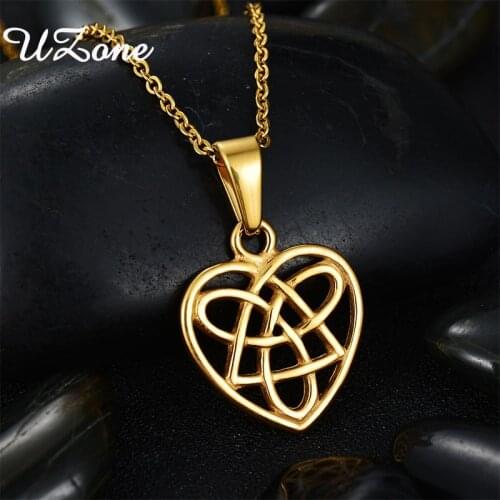 UZone Fashion Hollow Heart-shaped Love Necklace Stainless Steel Love Heart Pendant For Women Girls Party Jewelry