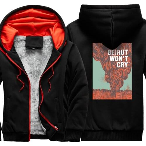 Beirut Won't Cry Camouflage Raglan Thicken Jackets Mens 2020 New Arrival Hip Hop Hooded Winter Harajuku Tops Keep Warm Homme
