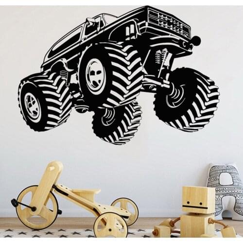 Truck Wall Sticker Car Garage Decal Teens Room Stickers Offroad Car Decals Boys Kids Bedroom Wall Decoration Waterproof