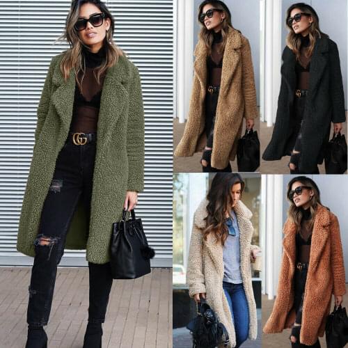 New Hot Fashion Winter Women Thicken Faux Fur Long Jackets Coat Ladies Knee Long Vintage Jacket Outwear Top Outdoor Cardigans