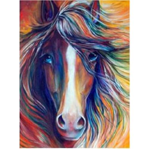 New Arrivals 5D DIY Full Round Diamond Painting Color Horse 3D Embroidery Cross Stitch Rhinestone Mosaic Home Decor Art Yc578