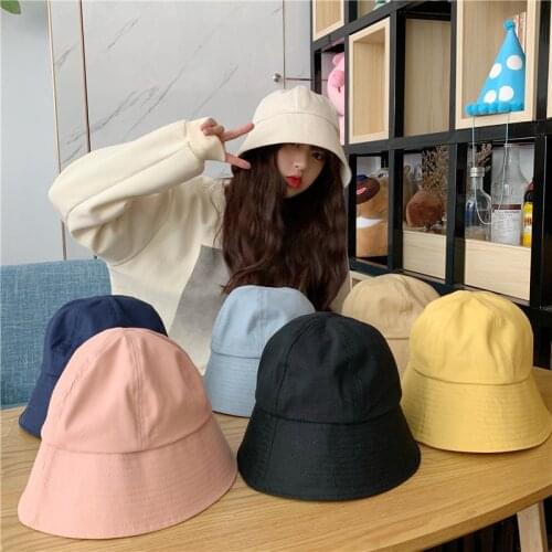 New Fashion Japan Korea Bucket Hats Women Retro Solid Color Headwear Sun Hat Fisherman Outdoor Cap Men