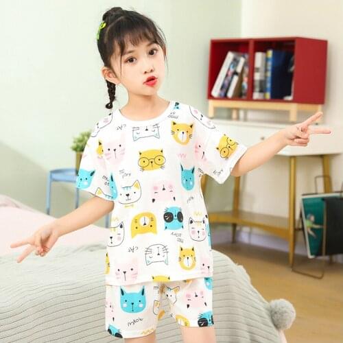 Kids Cats Pajamas Suits Homewear Suits Baby Girls Cotton Cartoon Pajamas Teens Girl Clothes Girls Suits Outfit