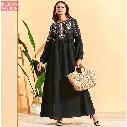 Ramadan Eid Mubarak Black Abaya Hijab Muslim Maxi Dress Turkish Dresses Islamic Clothing Abayas For Women Kaftan Dubai Caftan