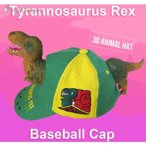 Christmas Present Baseball Hat Adult And Children 3D Rex Tyrannosaurus Rex Flat Top cap Men And Women 2019 New Fashion Cartoon