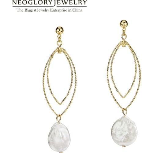 Neoglory Freshwater Pearl Water Drop Steel Needle Dangle Drop Earrings For Women Gifts Fashion Jewelry 2020 New Brand