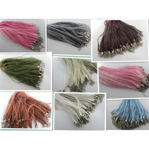 10pcs/lot Assorted Colors Organza Ribbon Necklace Cord with Lobster Clasp For DIY Jewelry Making FK-1