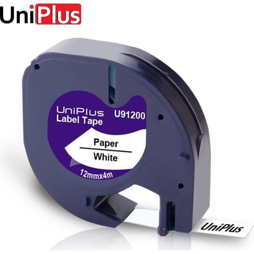 UniPlus 12mm Black on White 91330 Compatible for Dymo Letratag Paper Label Tapes Label Printer Ribbon Waterproof Labelmakers