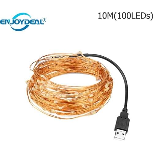 10m USB Copper Wire Cabinet Lamp Safe environment-friendly Decoration LED Light 100Led Flexible String Lamp Christmas Wedding