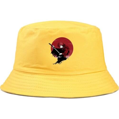 Panama Bucket Hat Men Women Rurouni Kenshin Print summer Hat Hip Hop Fishing Fisherman Hat FOR BOY GIRLS