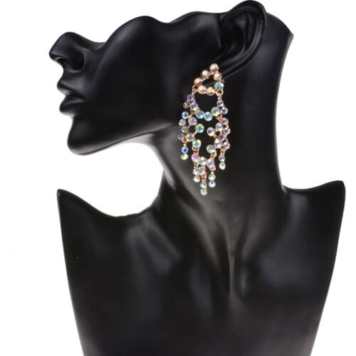 PPG&PGG Boho Metal Bijoux Shiny Crystal Dangle Earrings Fashion Party Jewelry Hot Sale Geometric Statement Earrings For Women