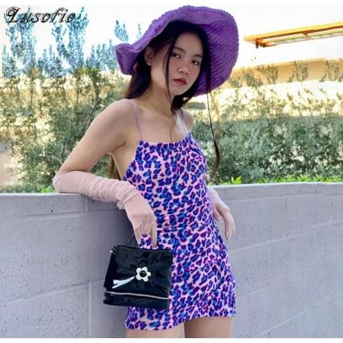Lusofie Purple Sexy Ladies Suspender dress Leisure Slim Slim Bodycon dress Sleeveless Open Back Fashion High Street Summer Party