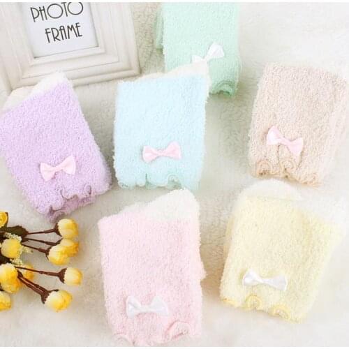 Japanese Girls Winter towel socks bowknot soks sleep floor sox falbala warm socken color students Ms. calcetines bow chausette