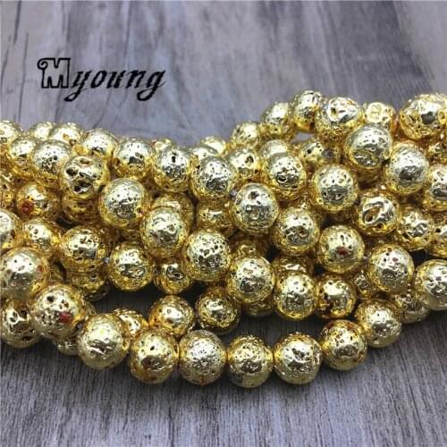 Golden Titanium Quartz Druzy Lava Geode Loose Beads,Matte Round Natural Stone Beads for Jewelry Making MY2067