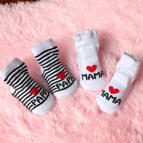 1 Pair Baby Socks Cotton Infant Boy Girl Slip-Resistant Floor Socks Letter Love Mama Papa Socks No-slip Cute newborn Autumn New