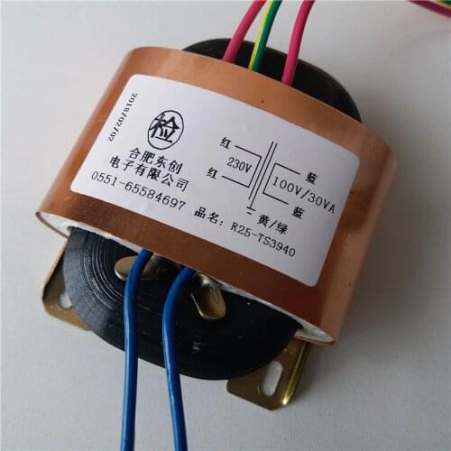 100V 0.3A Transformer R Core R25 custom transformer 230V 30VA with copper shield for Pre-decoder HIFI power supply