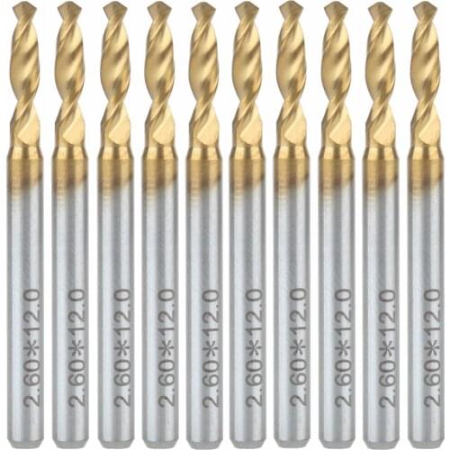 10x Titanium Nitride Coated Carbide PCB CNC Drill Bits Router 2.6mm