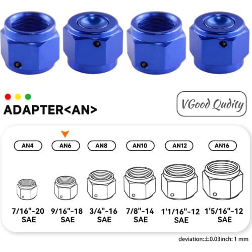 4Pcs 6-AN AN6 Anodized Aluminum Adapter Female Flare Cap /Plug/ Nut Fitting BK