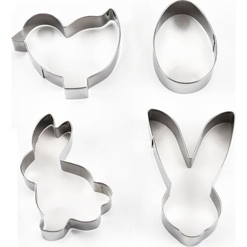 4pcs Stainless Steel Easter Egg Rabbit Cookies Cutter Biscuit Mould Cake Mold Fondant Cutter Mold DIY Baking Pastry Tools