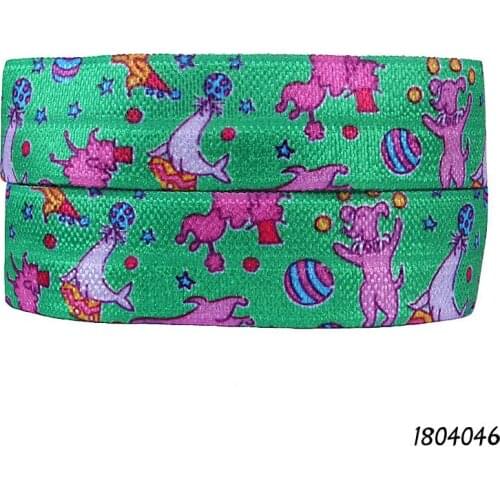 50 yards/lot) Cartoon character animal printed fold over elastic for kids DIY