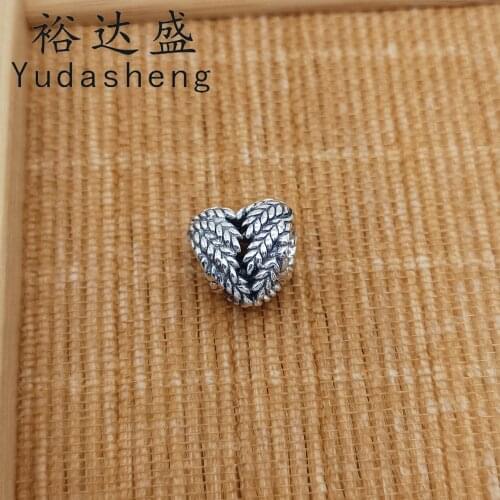 925 Sterling Silver Grains Heart Charm Grain Autumn Jewelry Features Bumpy Texture Details