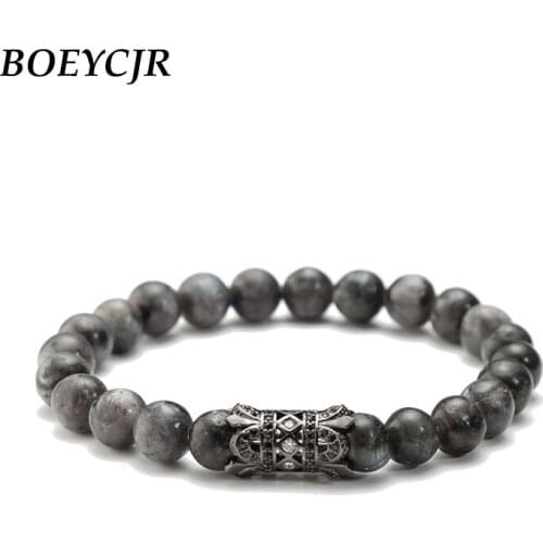 BOEYCJR 8mm Glitter stone beads Bangles & Bracelets Fashion Jewelry Bracelet For Women or Men