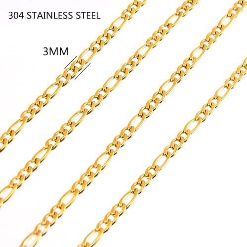 1m Stainless Steel Gold silver color Width 3/6mm Cuban Link Figaro Chain Women Men for DIY Handmade Necklace Bracelet Making