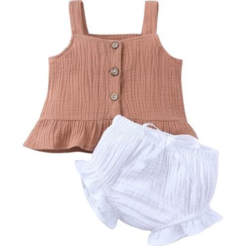 2021 childrens clothing summer baby children cotton and linen sling suit girls baby clothes newborn girls romper 0-3Y