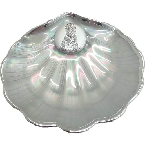 DOCOLASTRA Baptismal in crystal Shell Pearlescent with edge and rear in bathroom Silvers most ovalo The Vírgen de the homeless