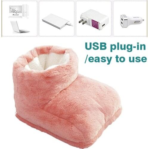 Electric Foot Warmer Detachable USB Heating Shoes Feet Boot Heater Pad Pink Warm Foot Cover For Household Warming Supplies