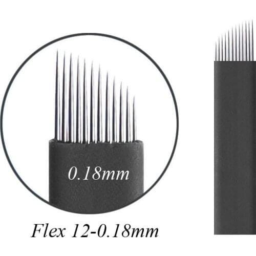 Hot Lâminas Tebori 7/ 9 /11/14/12/14/16/18/21 Pontas 0.18mm Kit/50 Micro Fina Agulha Lâminas Tebori Nano 0,18 Mm Microblading