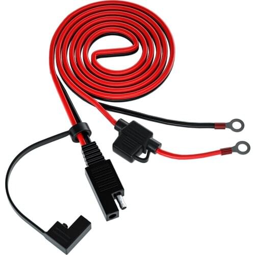 SAE to O Ring Terminal Connector with 10A Protection Fuse Extension Cord 140cm Cable Connector for Battery Charger/Maintainer