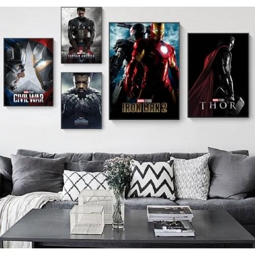 Marvel Avengers Captain America Iron Man Movie Superhero Canvas Print Painting Wall Art Posters Living Room Decor Prints Cuadros
