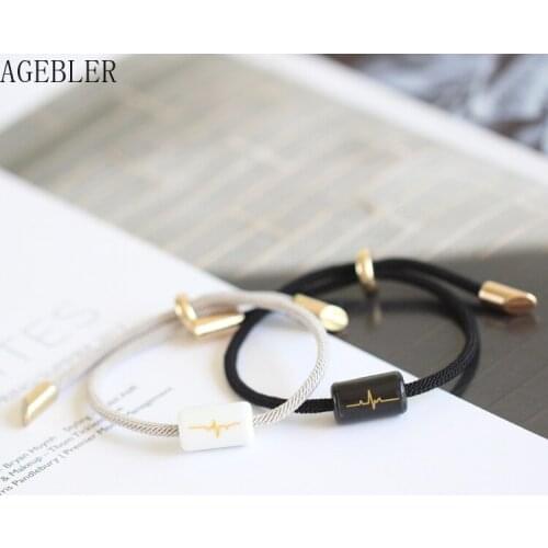 Cute Balck Glaze Pendant Bracelet Hand-Wowen Gift Deer Ceramic Bracelets for Women Couple Handmade Gift Wholesale
