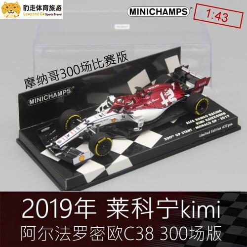 MINICHAMPS 1:43 ALFA ROMEO RACING C38 kimi Raikkonen 2019 MONACO GP 300TM limited 432pcs Collect die casting alloy trolley model