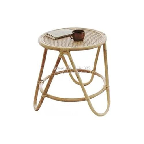 Nordic Minimalist Coffee Table Small Apartment Round Side Tables Living Room Desk Simple Household Rattan Tea Table